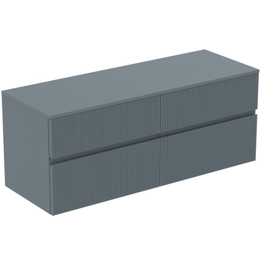 Wastafelmeubel 1402x505x558mm matt ashblue 4 laden Finesse