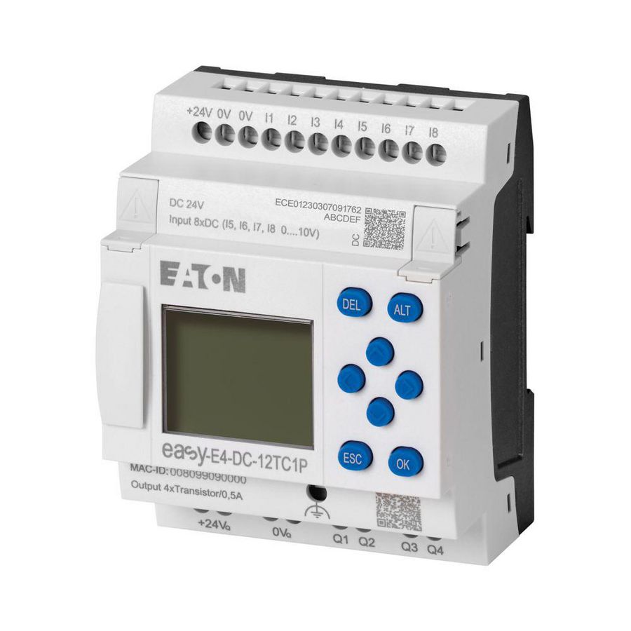 Easy E4, 24V DC, 8DI (4 als analoog te gebruiken) , 4DQ tran
