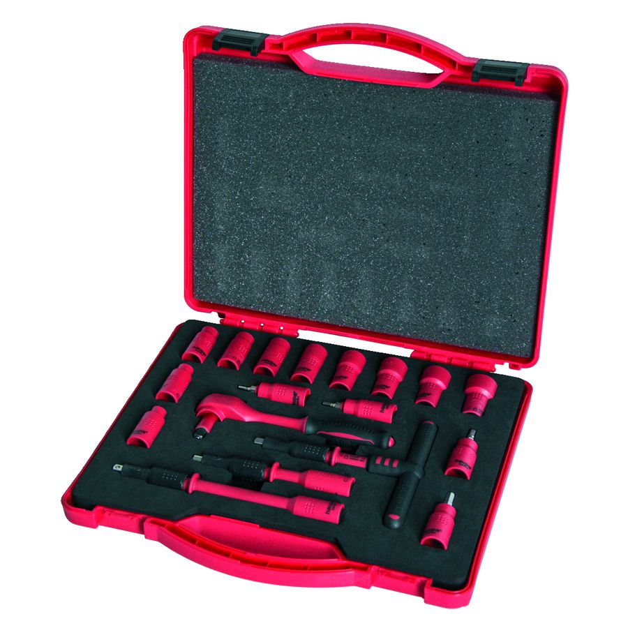 Dopset in koffer 18-delig 1/4"aandrijving 1000V VDE