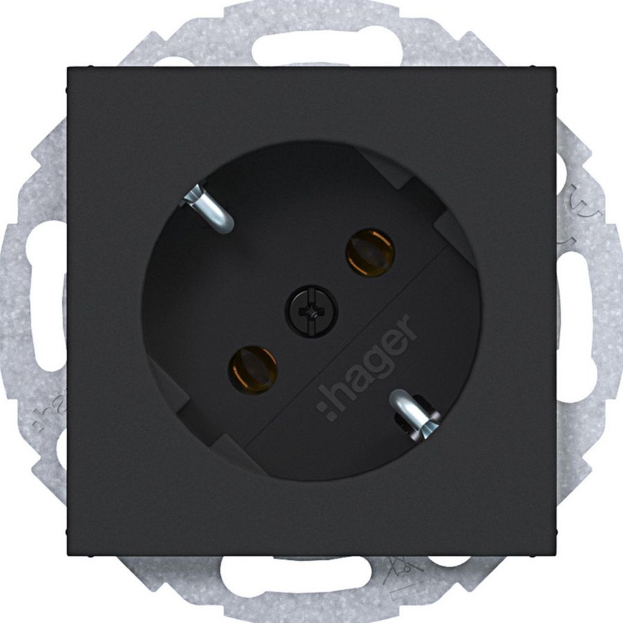SCHUKO-wandcontactdoos 45gr. steekkl. A.x/C.x nachtzwart mat