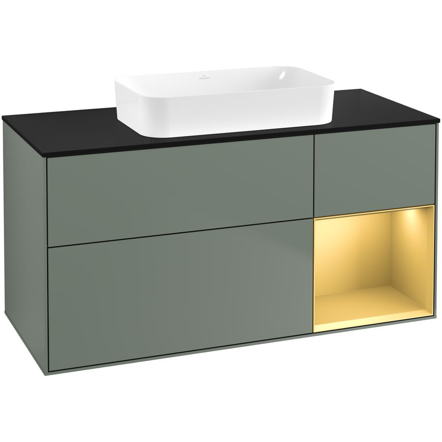Wastafelonderkast Finion 1200x603x501mm Olive Matt Lacquer F712HFGM