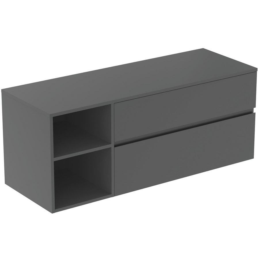 Wastafelmeubel 1402x505x558mm matt anthracite 2 laden Finesse