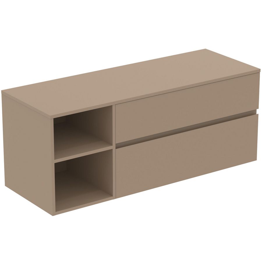 Wastafelmeubel 1402x505x558mm mat greige 2 laden Finesse