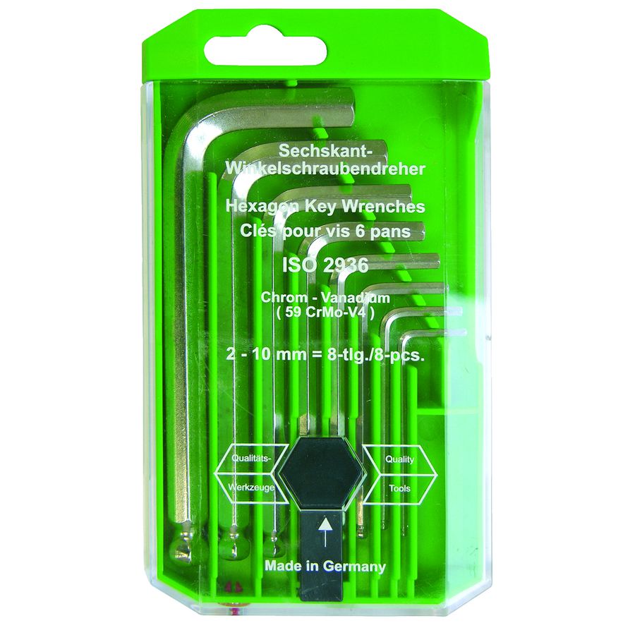 Stiftsleutelset inbus zesknt 2-10mm kogelkop 8del box DIN911