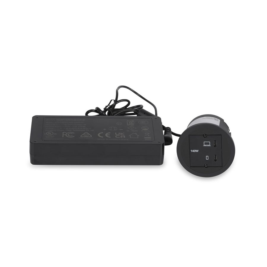 PIX 1x USB C/C chrgr 140W (mod) behuizing zwart ringen wit