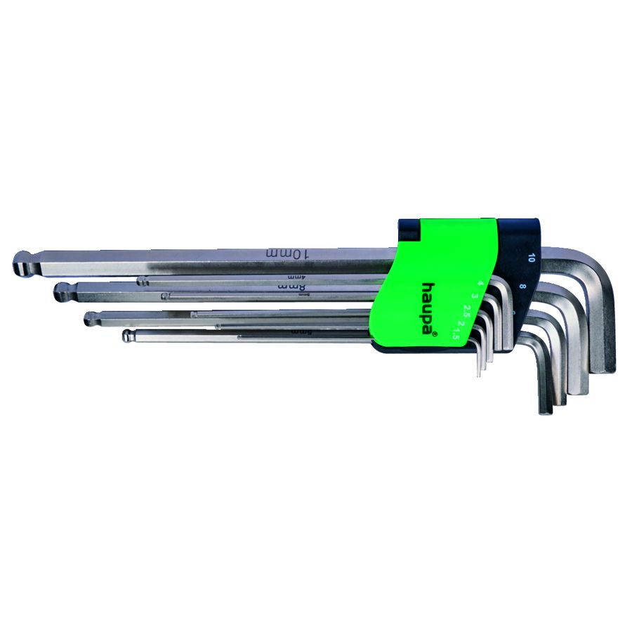 Stiftsleutelset zeskant 1,5t/m10mm kogelkop 9delxl 100965