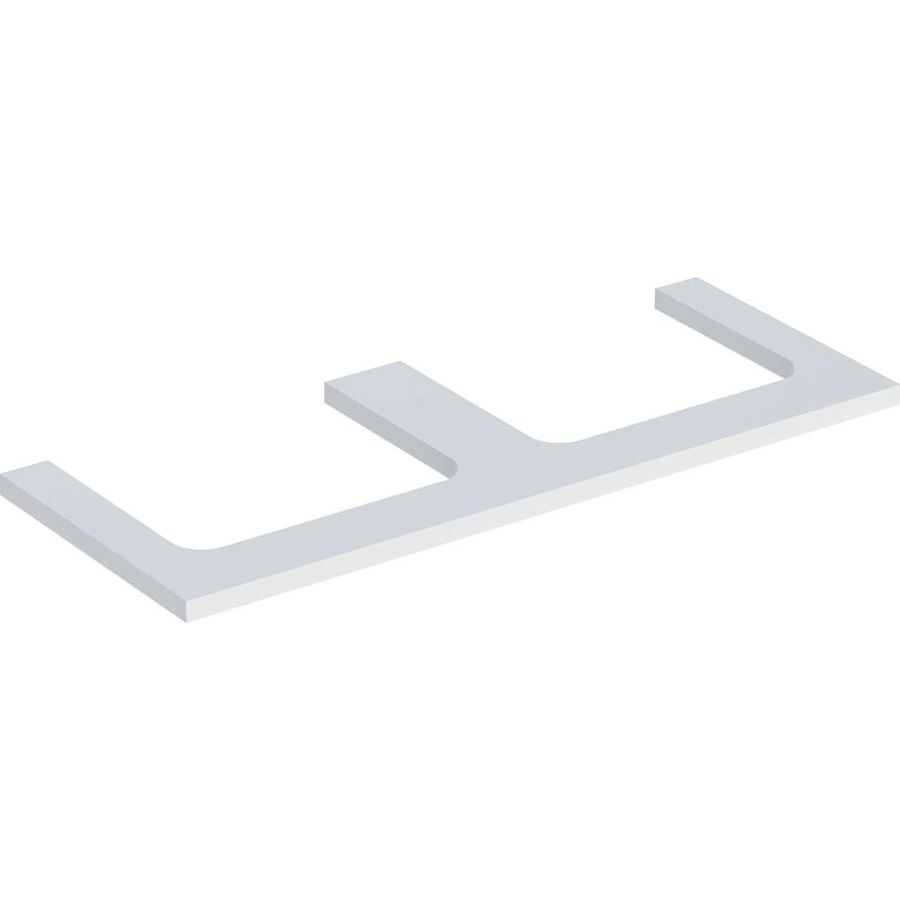 Wastafelblad voor opzetwastafel 120cm mat wit uitsparing rechthoekig links + rechts ONE
