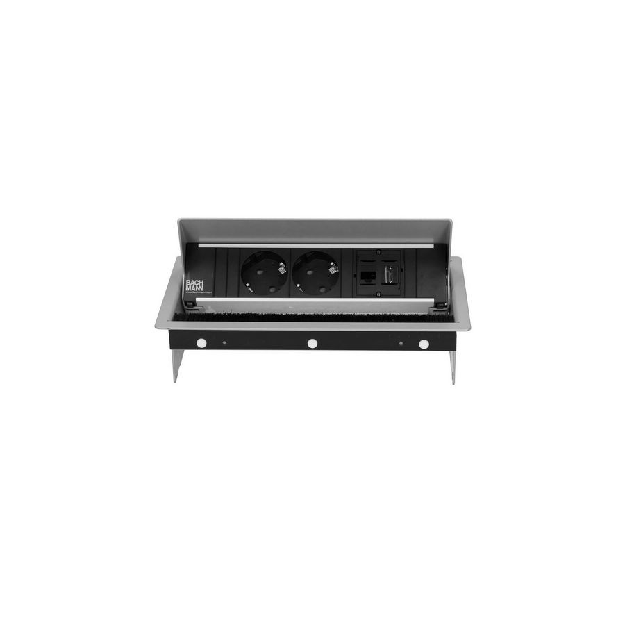 CONI 2x 230V RA 1x CAT6 1x HDMI 0,2m GST o.g. zilvergrijs