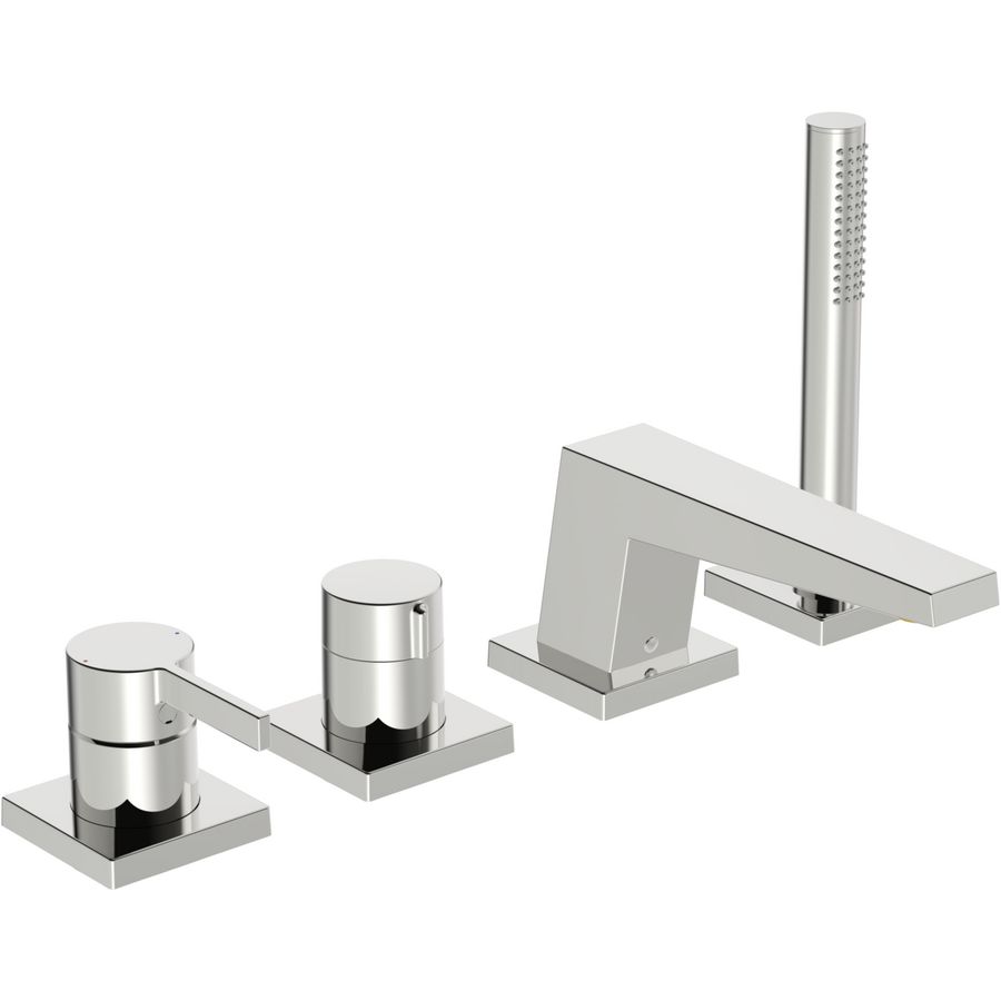 Afbouwset 4-gats badrand vaste uitloop 4kant rozet HANSALOFT