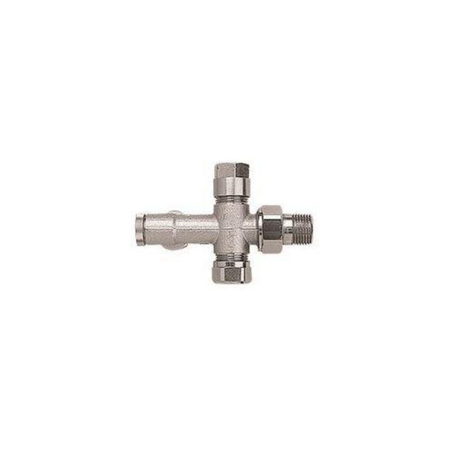 Onderblok 2000 haaks 2-pijps afsluitb. 40mm G3/4" x 1/2"