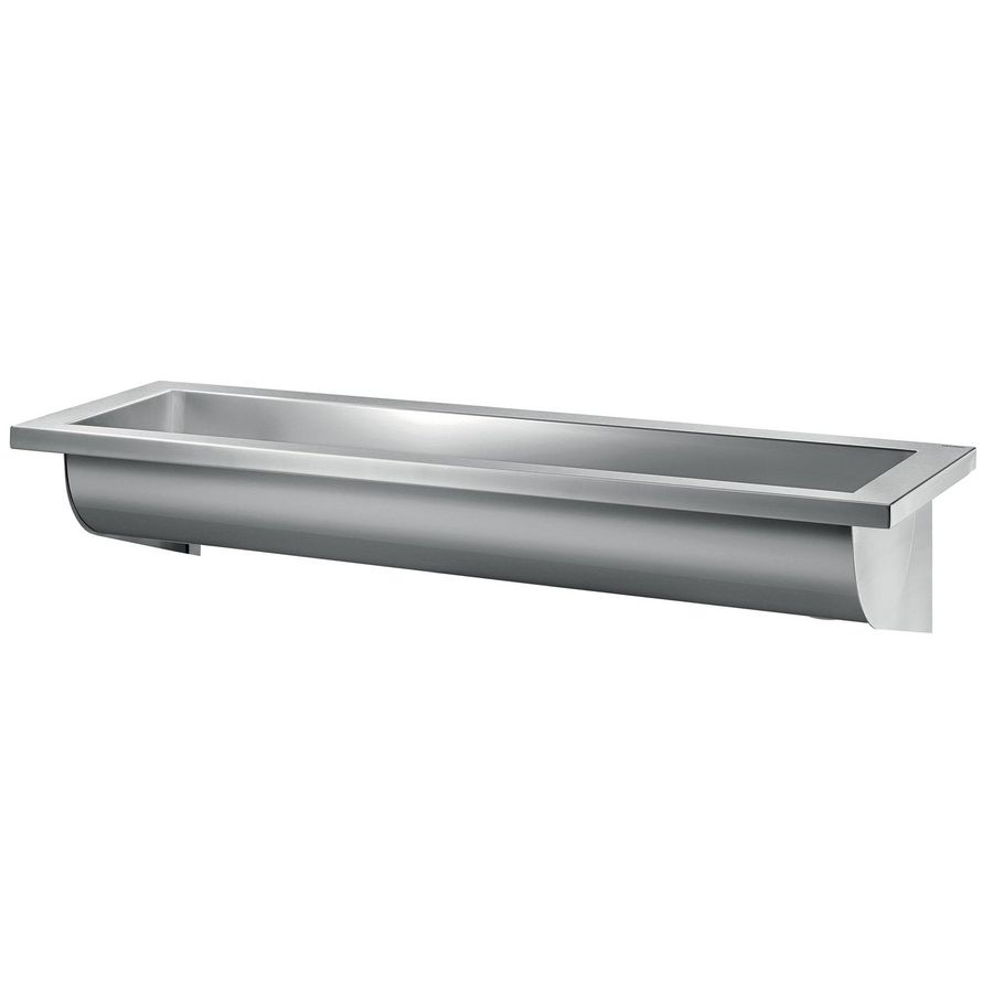 Wastafel L.2400 zonder kraangat afloop rechts RVS 304 mat