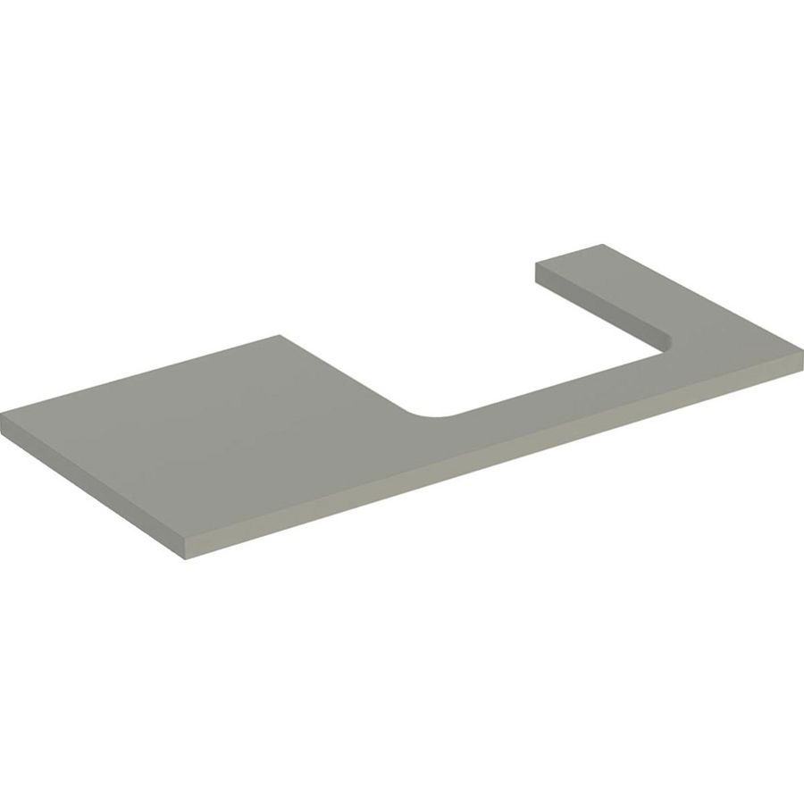 Wastafelblad voor opzetwastafel 105cm greige mat uitsparing rechthoekig rechts ONE