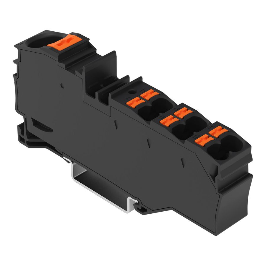 Verdeelklem 1 x 16mm² / 6 x 4mm² zwart VVE=7