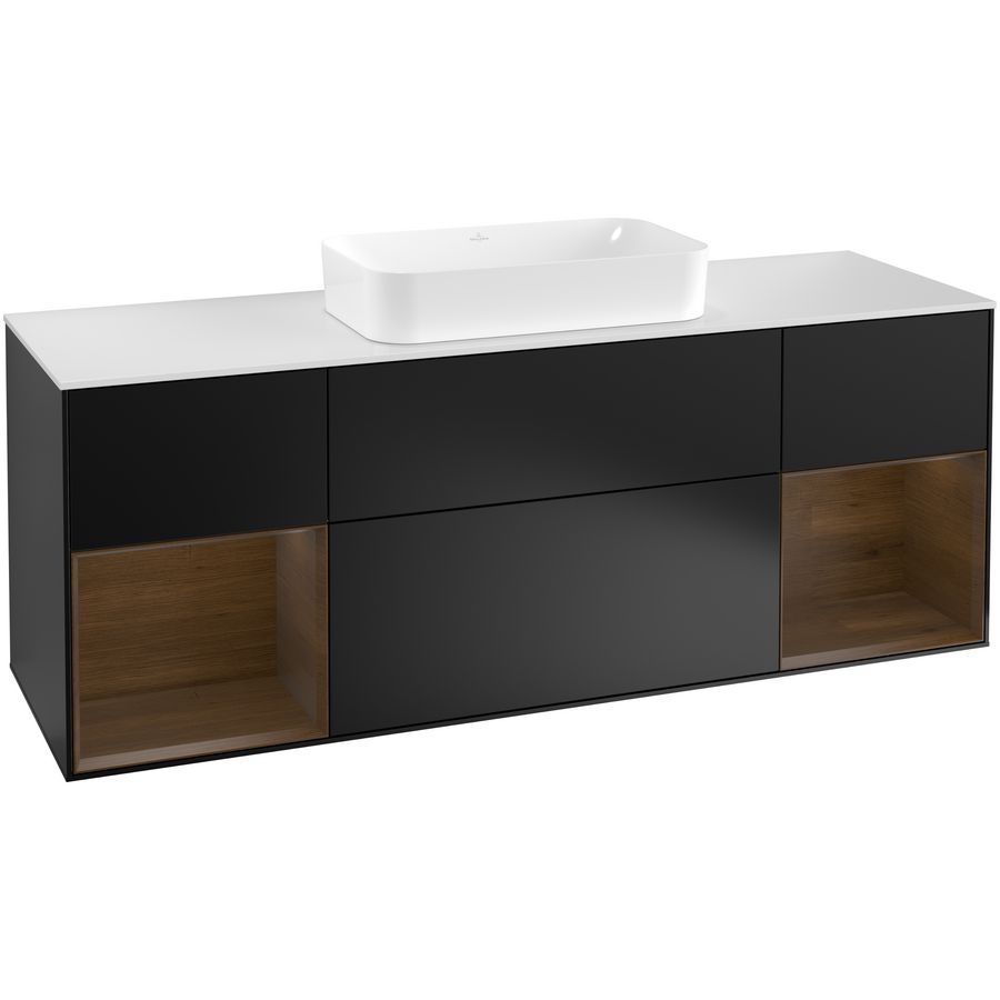 Wastafelonderkast Finion 1600x603x501mm Black Matt Lacquer G331GNPD