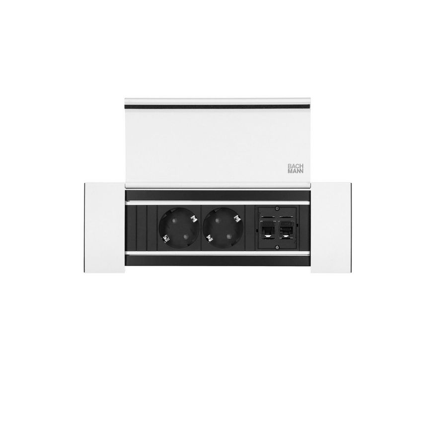Power Frame 2x 230V RA 2x CAT6 0,2m GST o.g. cover alu