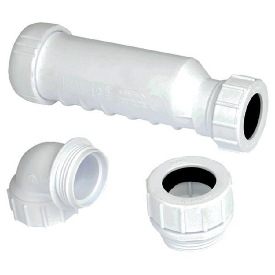 Sifon waterslotloos HEPvO PP kit m. bocht 32x1.1/4" wit