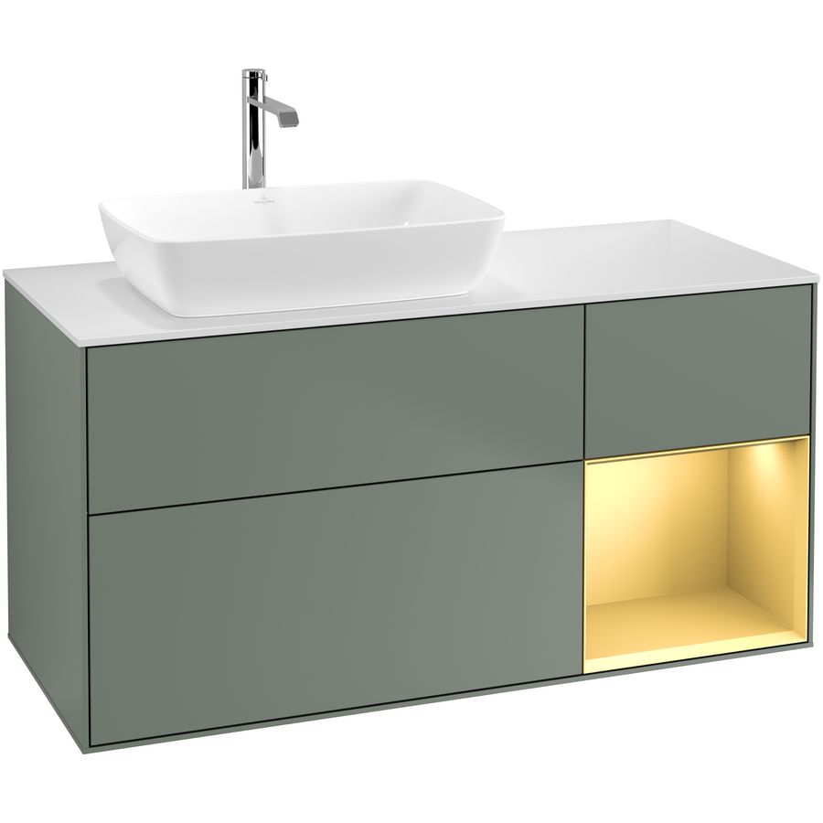 Wastafelonderkast Finion 1200x603x501mm Olive Matt Lacquer F811HFGM