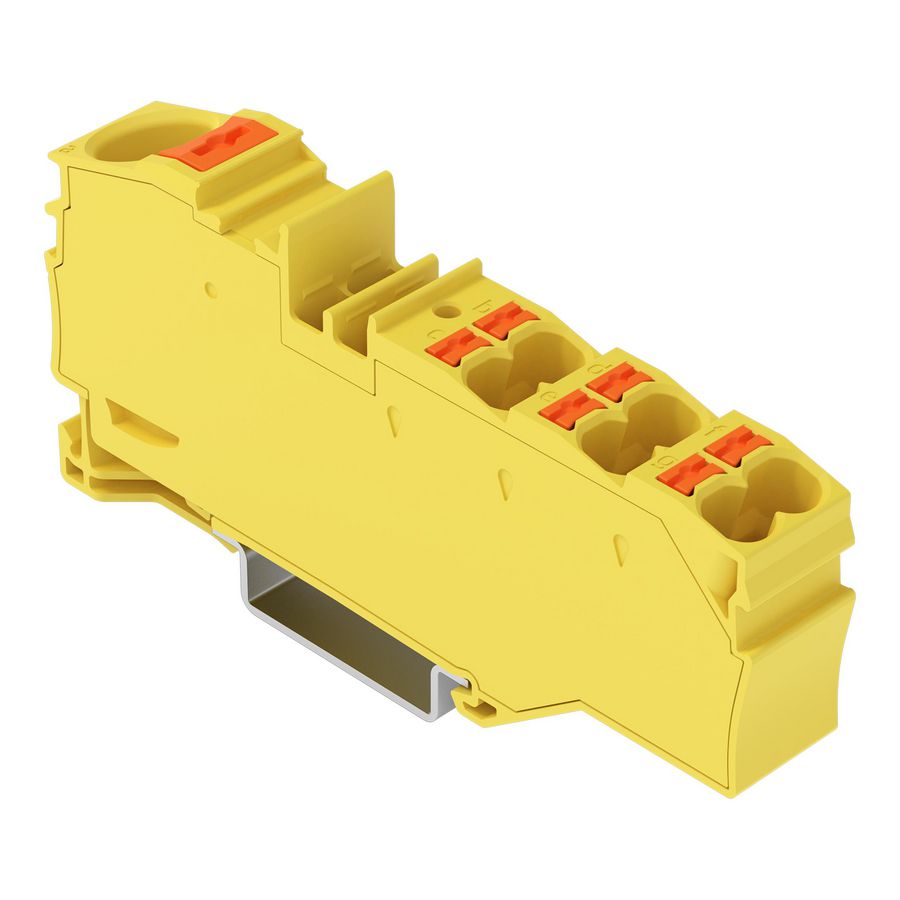 Verdeelklem 1 x 16mm² / 6 x 4mm² geel VVE=7