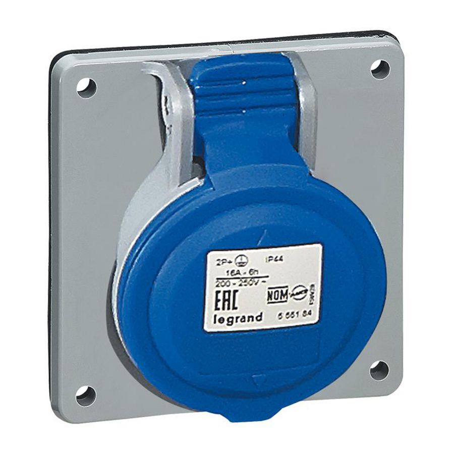 Inbouw Wandcontactdoos 230V 32A 4P IP44 kunstst. blauw P17