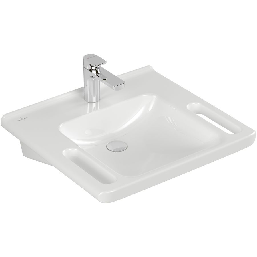 Rolstoelwastafel ViCare 600x550mm wit Alpin C+ AntiBac met kraangat zonder overloop