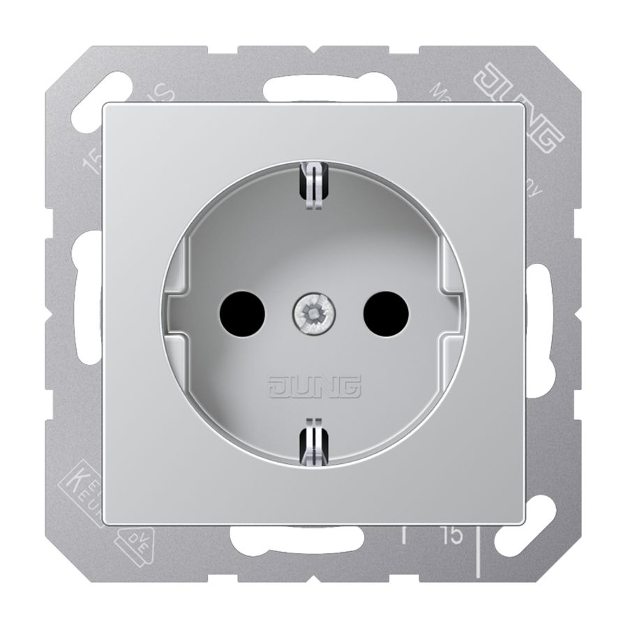 Wandcontactdoos aluminium met R/A A500