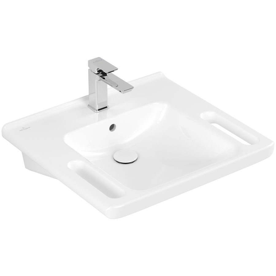 Rolstoelwastafel ViCare 600x550mm wit Alpin C+ AntiBac met kraangat met overloop