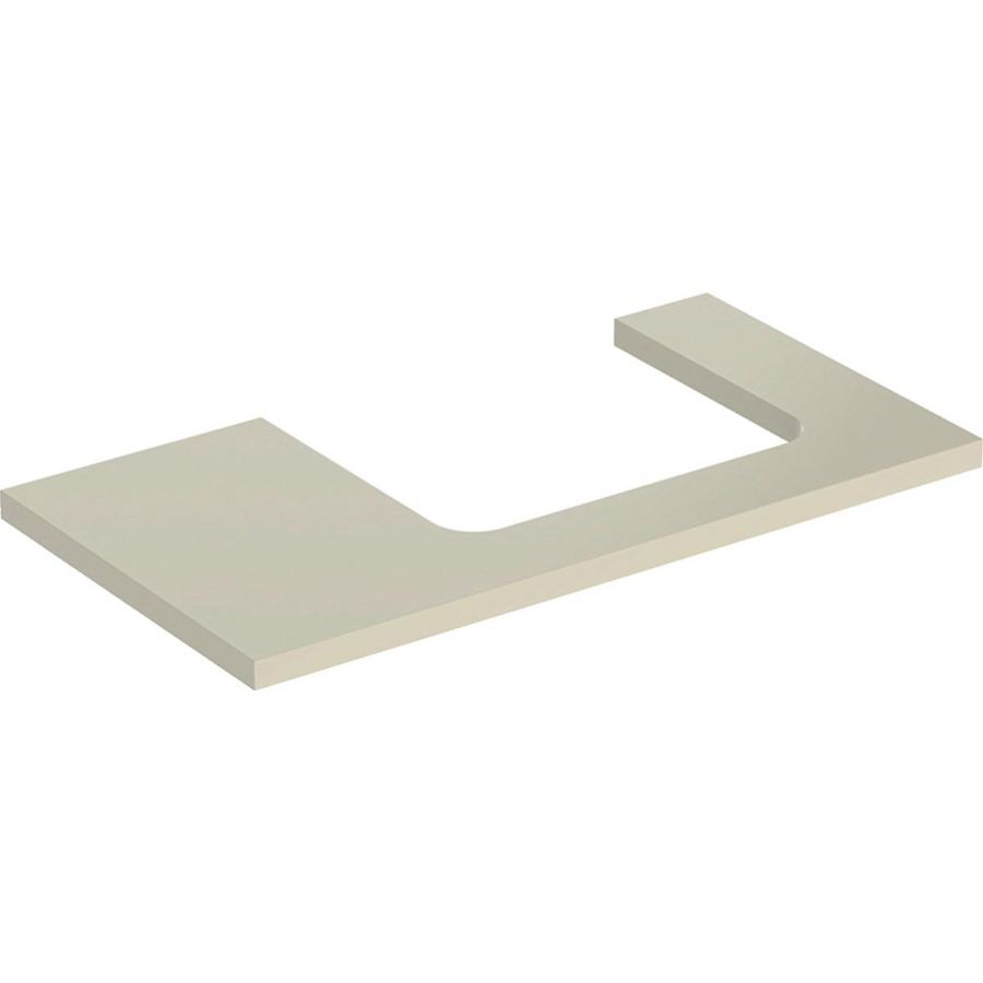 Wastafelblad voor opzetwastafel 75cm zandgrijs hoogglans uitsparing rechthoekig gecentreerd ONE