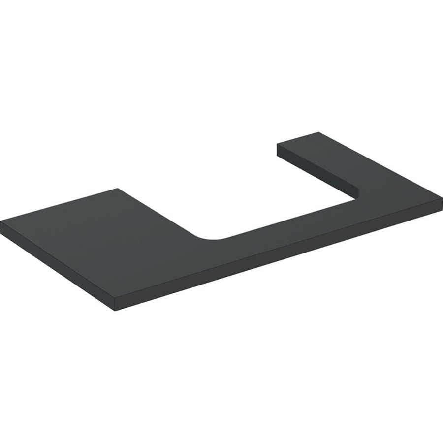 Wastafelblad voor opzetwastafel 75cm lava mat uitsparing rechthoekig gecentreerd ONE