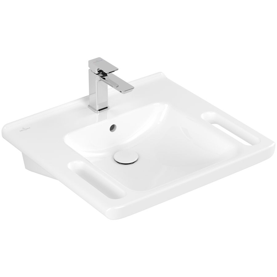 Rolstoelwastafel ViCare 600x550mm wit Alpin C+ met kraangat met overloop