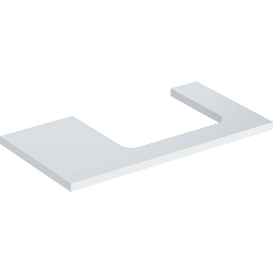 Wastafelblad voor opzetwastafel 75cm wit hoogglans uitsparing rechthoekig gecentreerd ONE