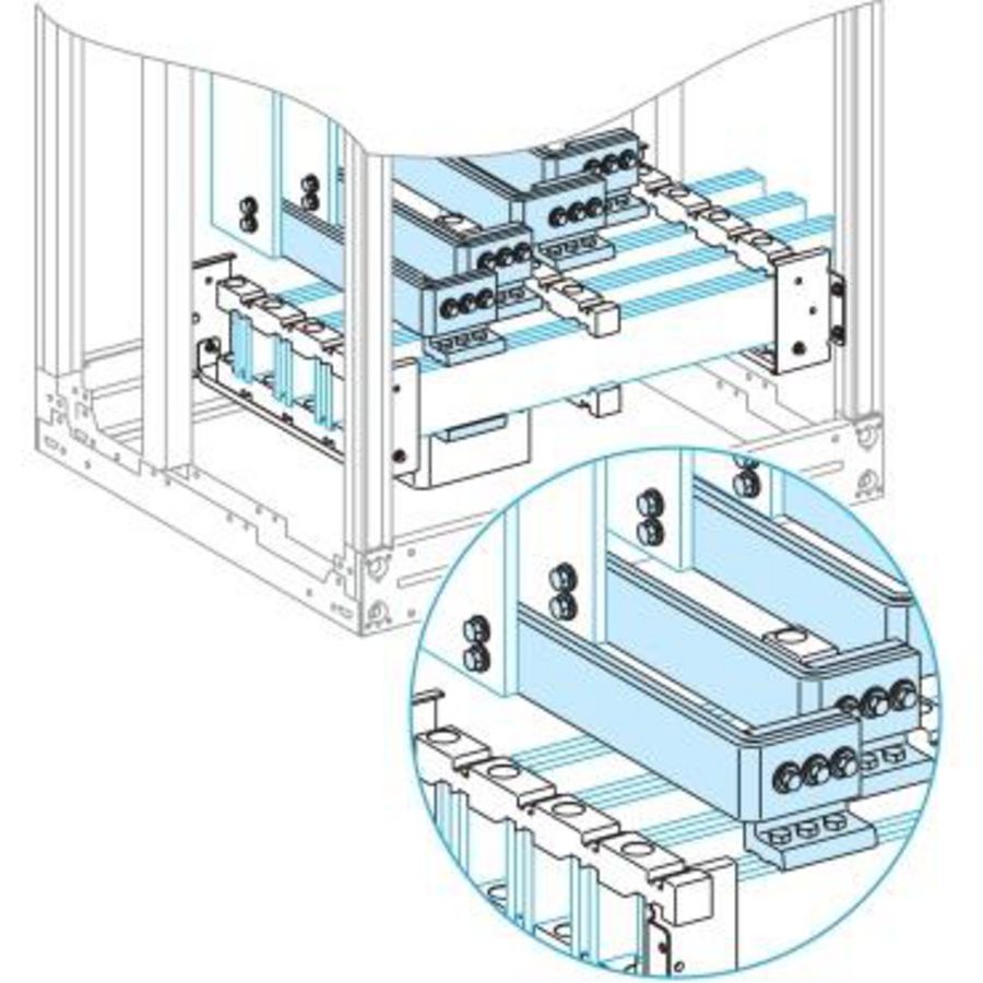 Verbinding horizontale verticale rail 1200A 3P Prisma Plus