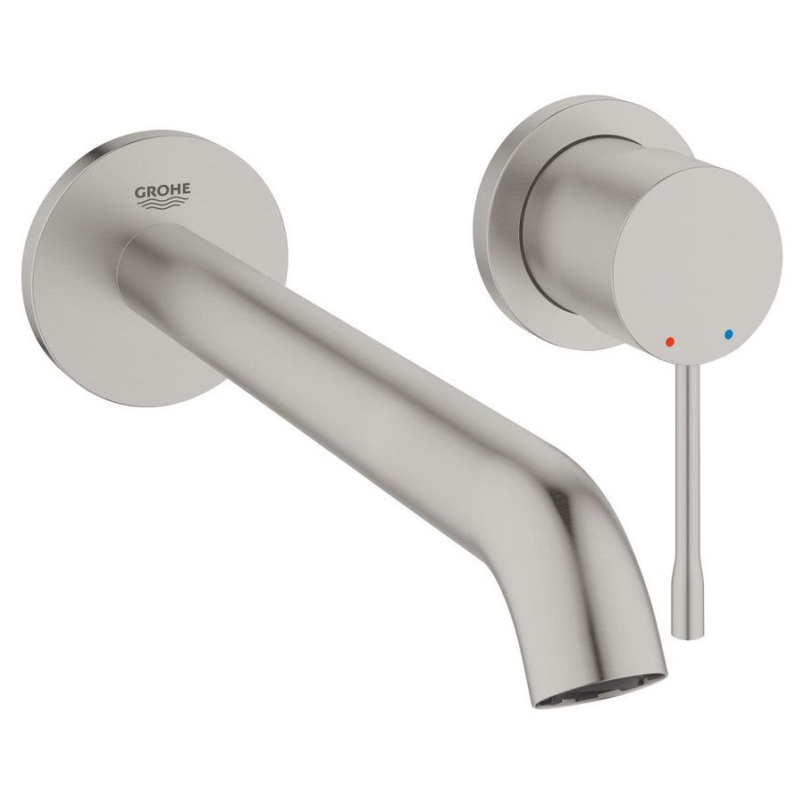 Afbouwdeel Essence L-size 2-gats wandmengkraan 1-hendel 230mm supersteel (rvs look) (prof) excl. inbouwdeel