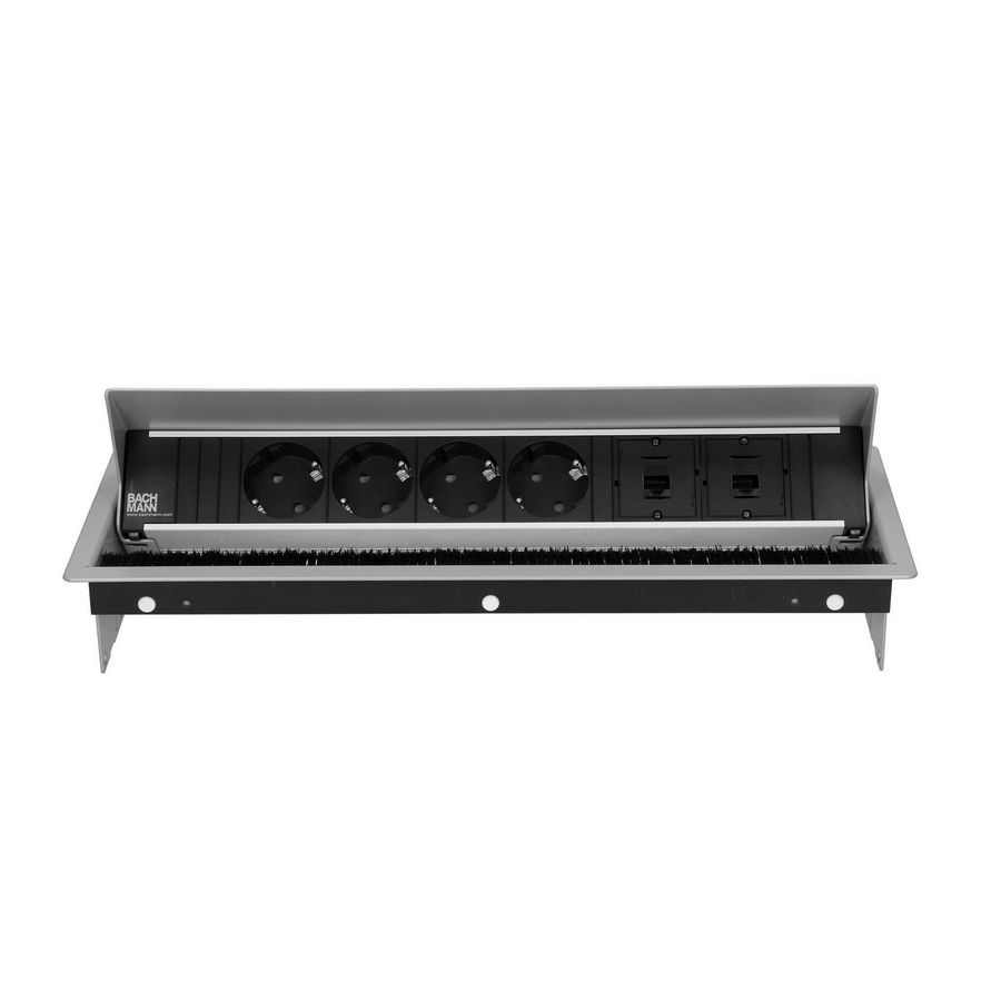 CONI 4x 230V RA 2x CAT6 0,2m GST o.g. zilvergrijs