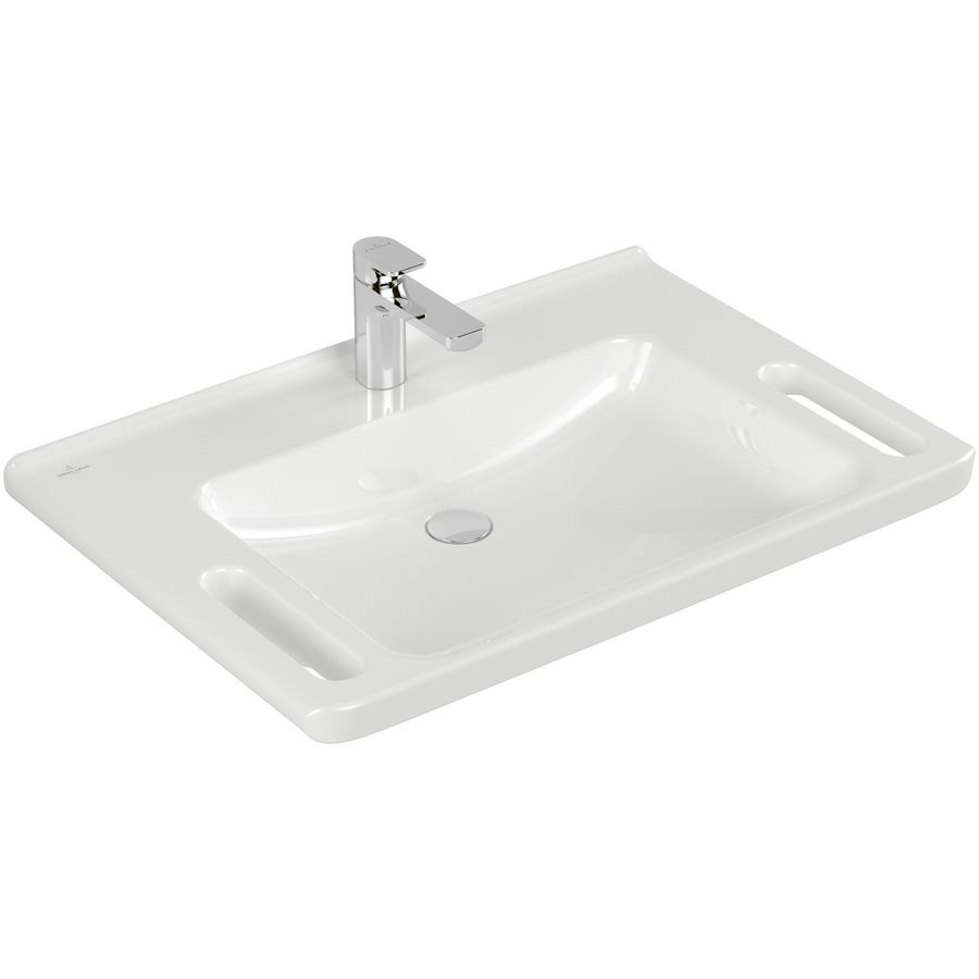 Rolstoelwastafel ViCare 800x550mm wit Alpin C+ AntiBac met kraangat zonder overloop