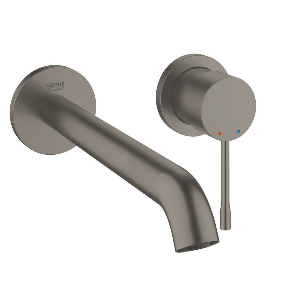 Afbouwdeel Essence L-size 2-gats wandmengkraan 1-hendel 230mm hard graphite geborsteld (mat donker grijs) (prof) excl. inbouwdeel