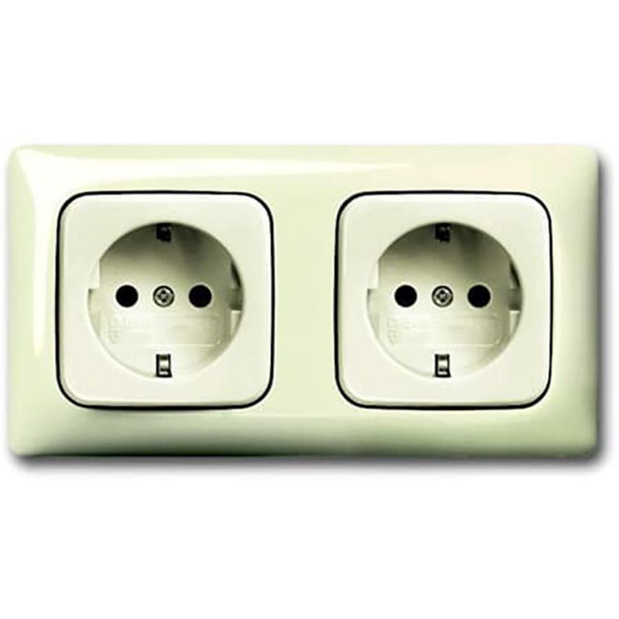 Wandcontactdoos ra dubbel hor m raam hoekig SI (20-2 EUCJ-212K-503)