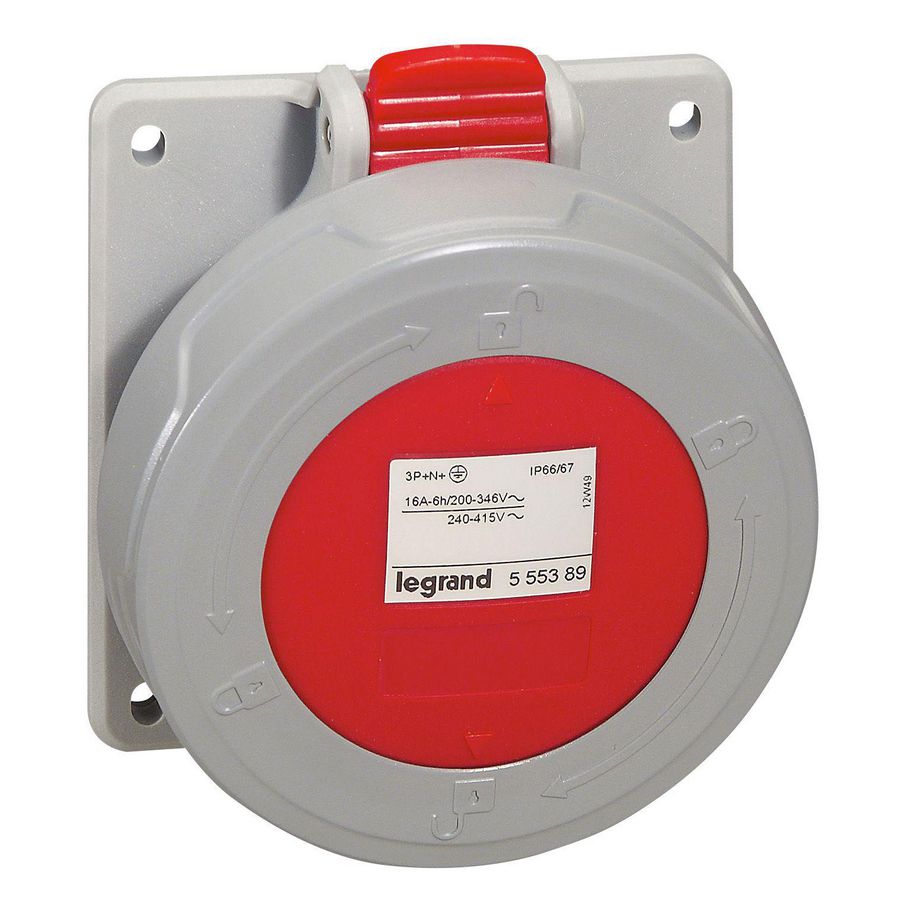 Inbouw Wandcontactdoos 400V 16A 5P IP67 kunstst. rood P17