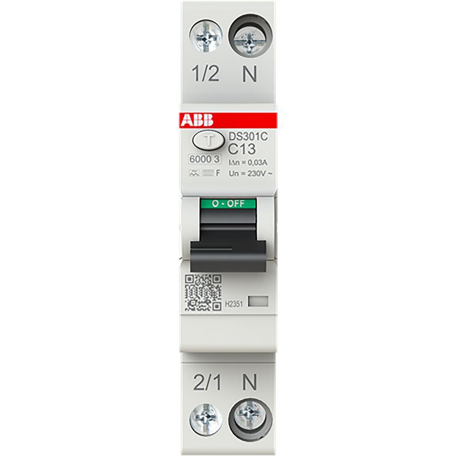 Aardlekautomaat 1P+N, C Kar. 13 A, 30ma, 6ka, Type F