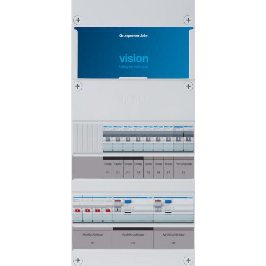 Groepenkast 7-groepenverdeler HS 2xALS 4P 30mA +F 3-fase