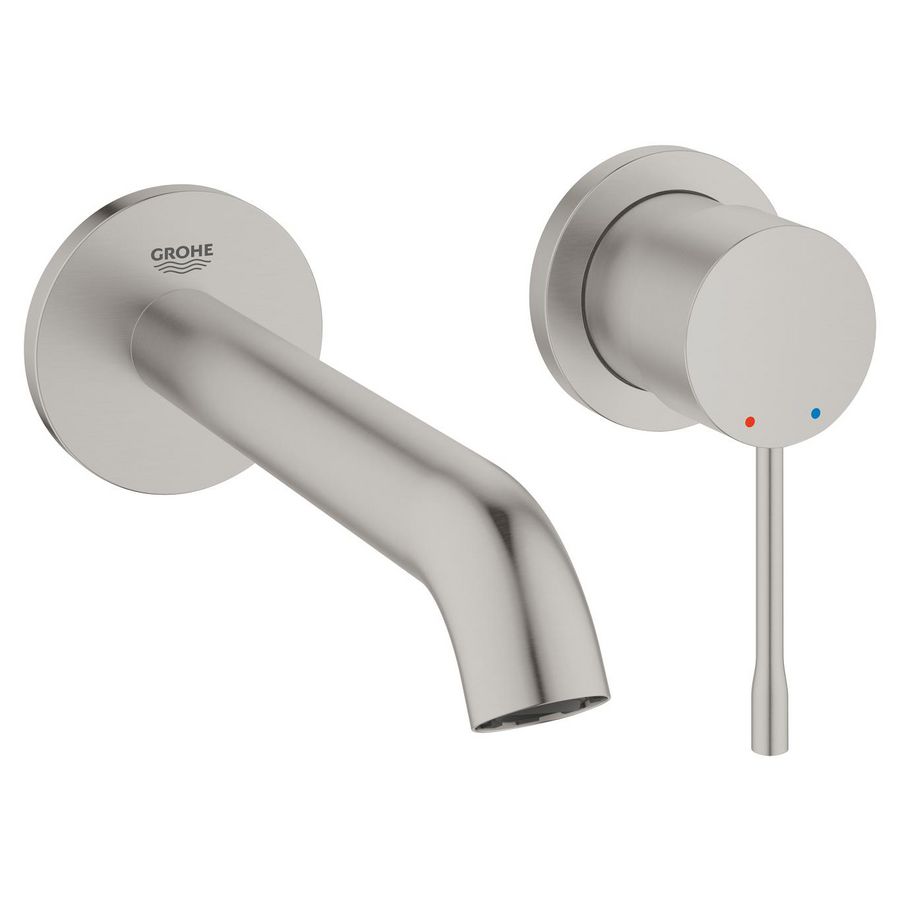 Afbouwdeel 2-gats wandmengkraan 1-hendel essence M-size 183mm supersteel (prof) excl. inbouwdeel