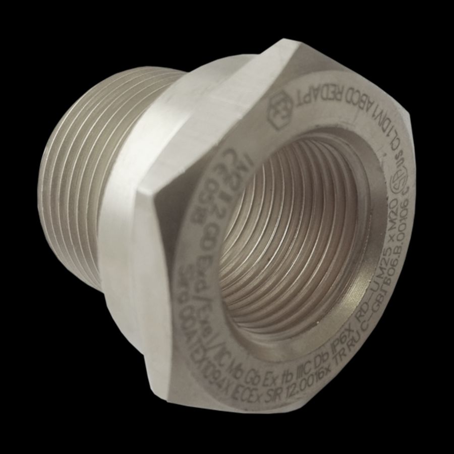 Reduceerring messing vernikkeld 1"NPT naar 1/2"NPT ATEX