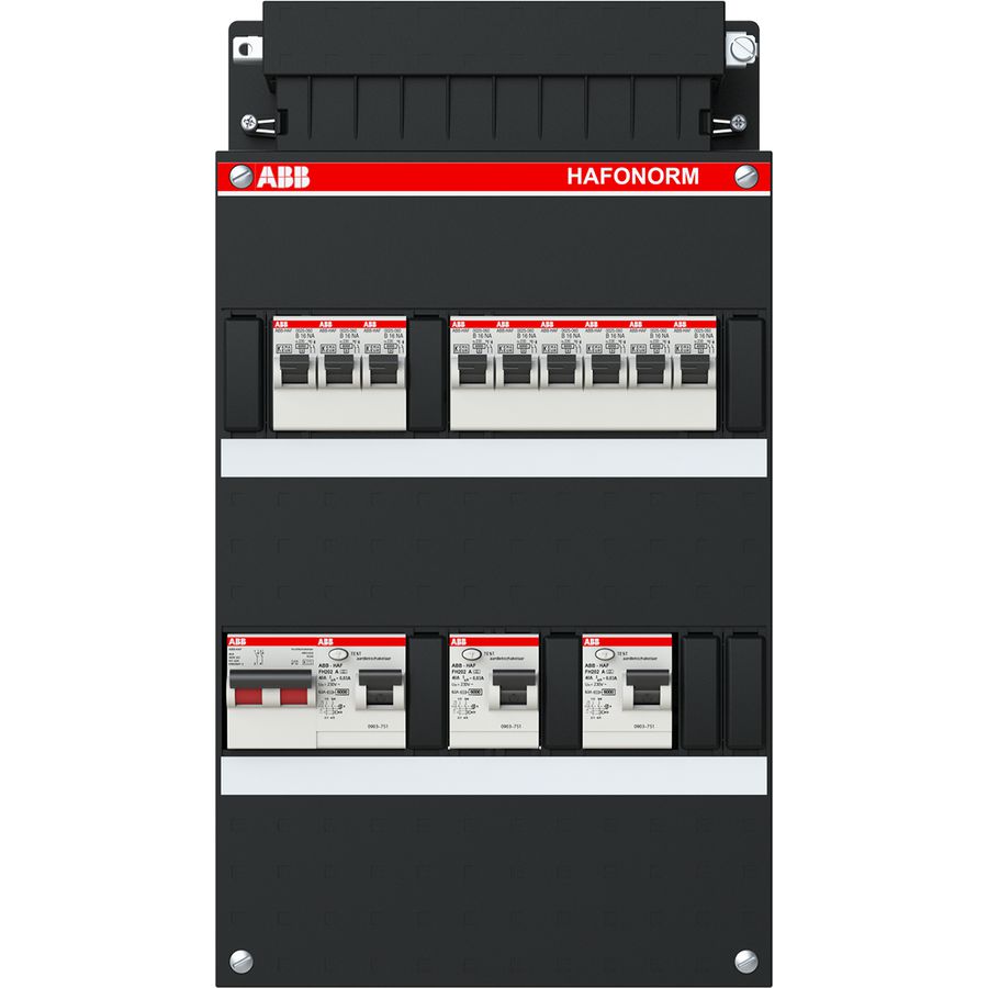 Installatiekast 9x achter 3x 30mA + HS 1-f