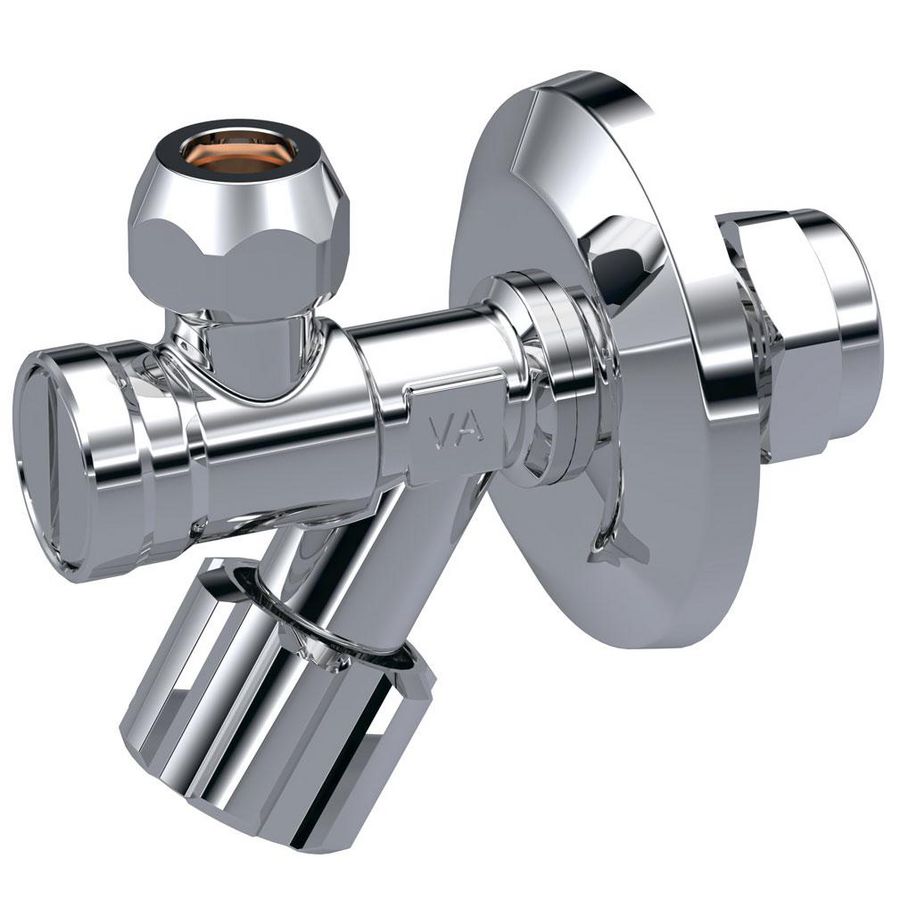 Hoekstopkraan met filter+rozet 15x10mm knel chroom