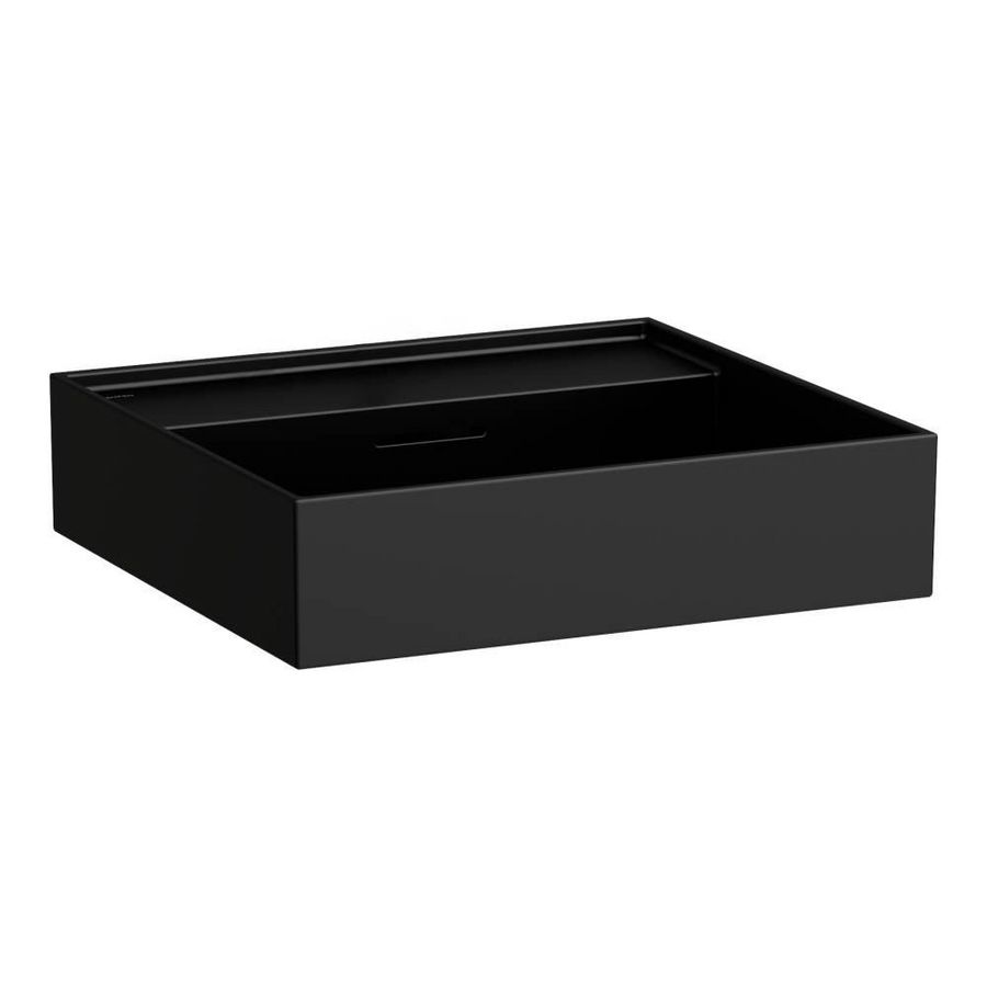 Meubelwastafel500X460 Zonder Kraangat Met Overloop Black Mat