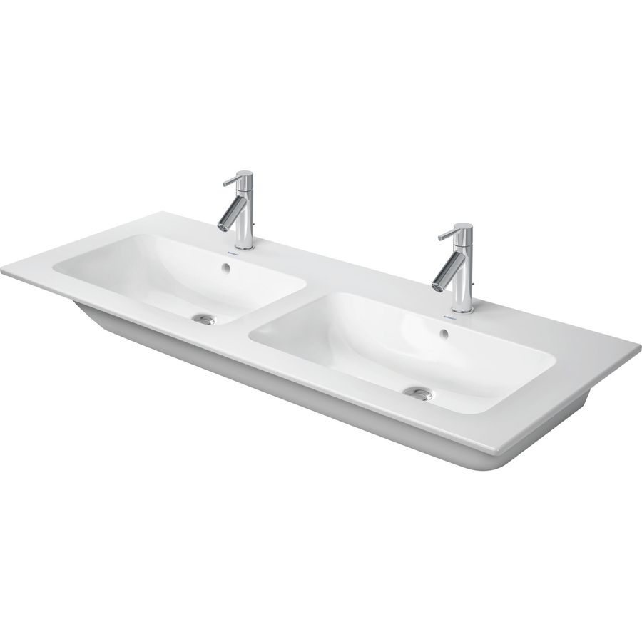Dubbele wastafel wit zijdemat 1300mm ME by Starck