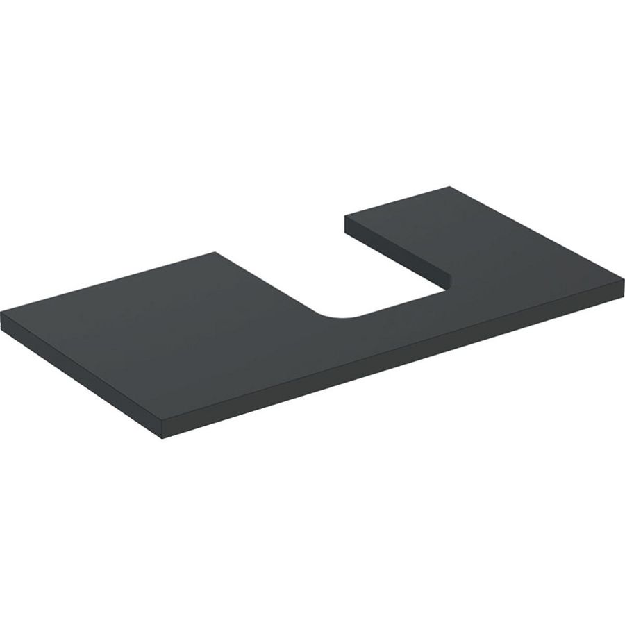 Wastafelblad voor opzetwastafel 90cm lava mat uitsparing afgerond rechts ONE