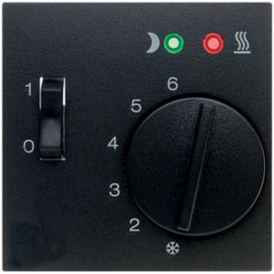 Centraalstuk regelknop en wip en 2 LED´s antraciet mat B.3