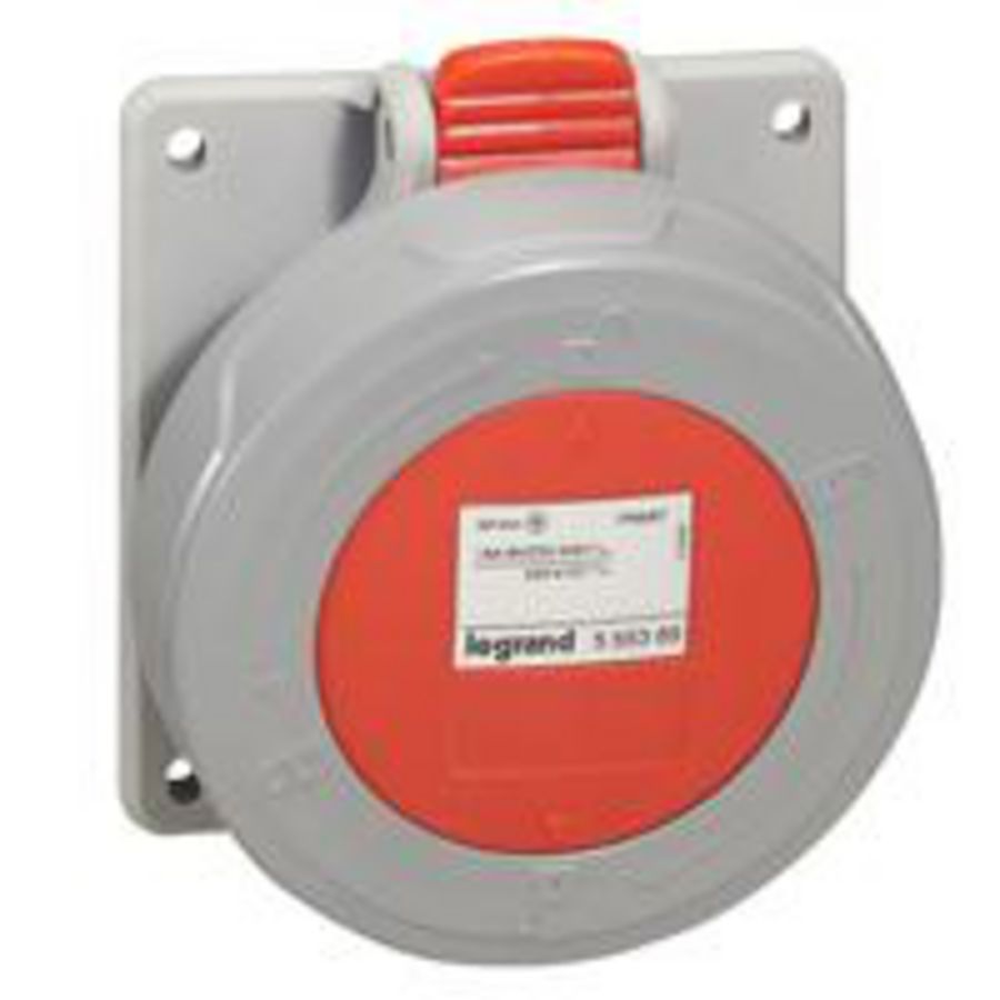 Inbouw Wandcontactdoos 400V 32A 4P IP67 kunstst. rood P17