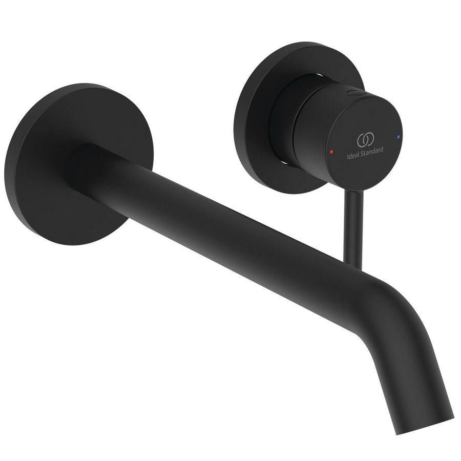 Wandmengkraan m. uitloop 220mm opbouwdelen silk black ceraline nuovo