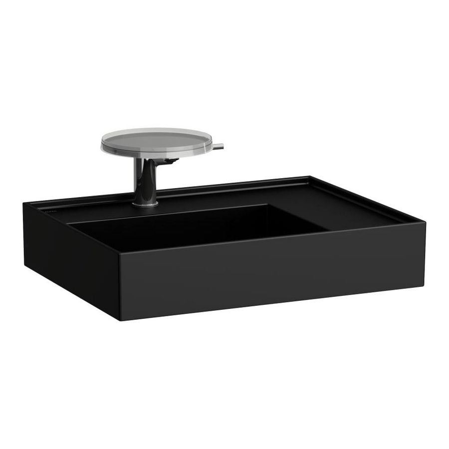 Wastafel met afleg rechts met verborgen afvoer Zwart mat H8103347161111